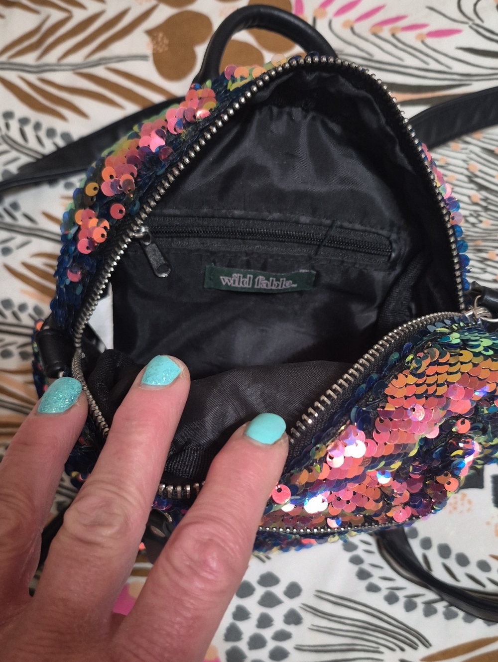 Multicolored Sequin Mini Backpack - - Picture 3 of 8